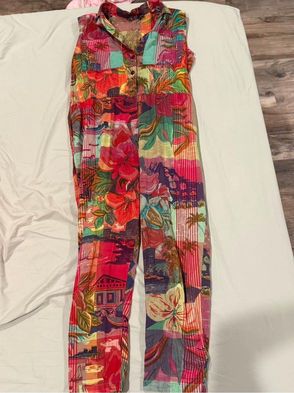 Vintage Multicolor Cotton Jumpsuit